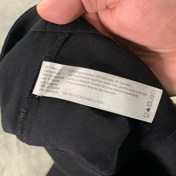 Eileen Fisher Pants Women 8 Black Linen Blend Pull On Side Zipper Trouser Casual - Picture 12 of 15